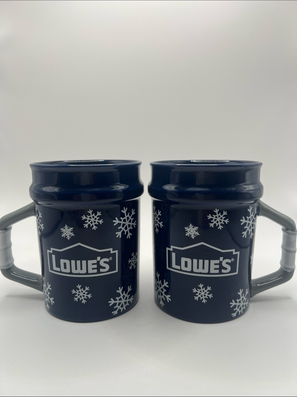 Navy Snowflake Ceramic Mug - Set of 2